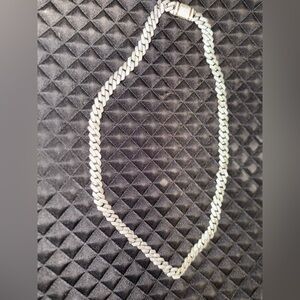 Iced Out Cuban Link Chain | Silver Tone | Hip Hop Style | Statement Necklace